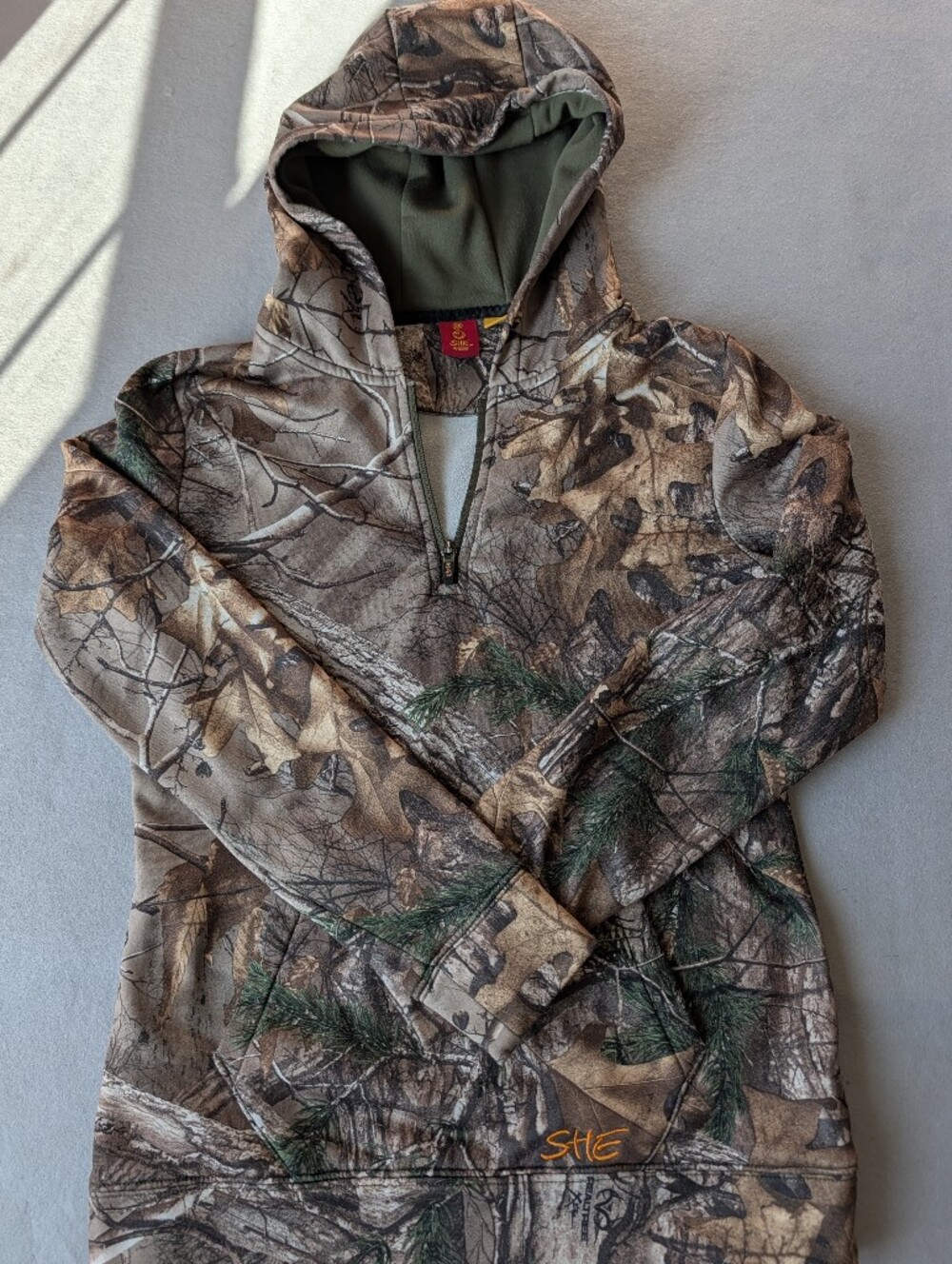 SHE Outdoor Women’s M Realtree Camo 1/4 Zip Fleece Hunting Hoodie
